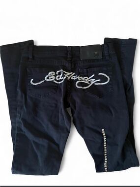 Vintage Ed Hardy low rise black skinny jeans
